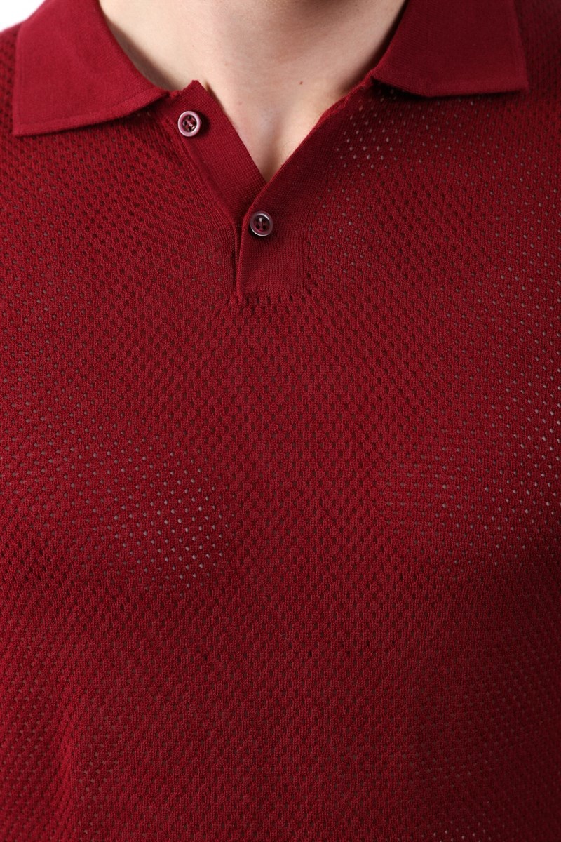 Ferraro Bordo Polo Yaka Düğmeli Erkek Pamuk Triko T-Shirt